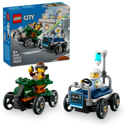 LEGO® City Uçak, Hastane Yatağına Karşı Yarış Arabası Paketi Soapbox Yarışı Oyuncağı 60459