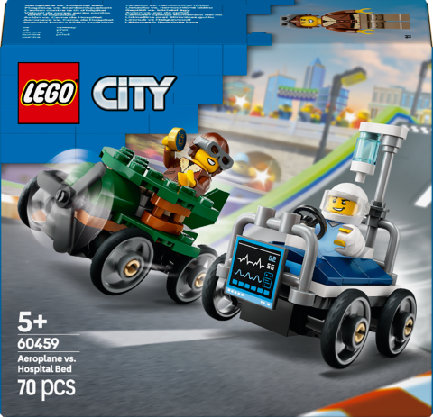 LEGO® City Uçak, Hastane Yatağına Karşı Yarış Arabası Paketi Soapbox Yarışı Oyuncağı 60459