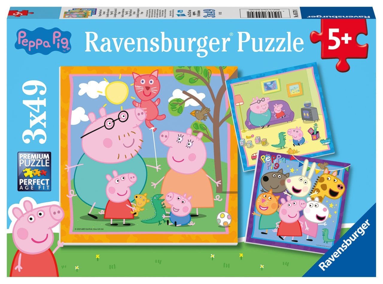 Ravensburger 3x49 Parçalı Puzzle Peppa, Aile ve Arkadaş