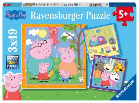 Ravensburger 3x49 Parçalı Puzzle Peppa, Aile ve Arkadaş