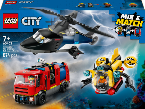 LEGO® City Helikopter, İtfaiye Kamyonu ve Denizaltı Karışımı Oyuncak Yapım Seti 60462