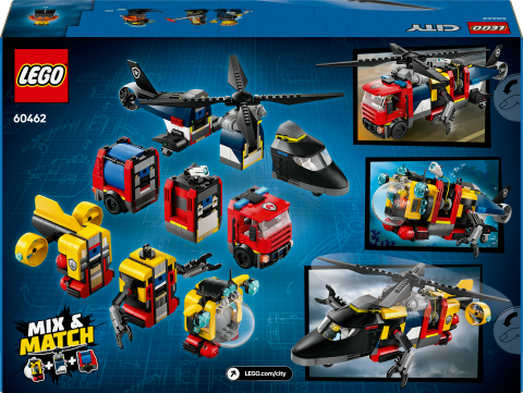 LEGO® City Helikopter, İtfaiye Kamyonu ve Denizaltı Karışımı Oyuncak Yapım Seti 60462