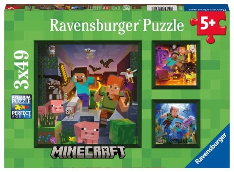 Ravensburger 3x49 Parçalı Puzzle Minecraft