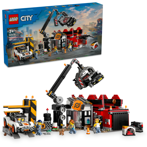 LEGO® City Hurdalık ve Arabalar, 7 Yaş ve Üzeri İçin Hurdalık İşçisi Oyuncağı 60472