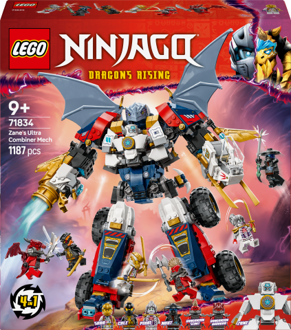LEGO® NINJAGO® Zane’in Ultra Kombo Mech’i 4’ü 1 Arada Oyuncak Yapım Seti 71834