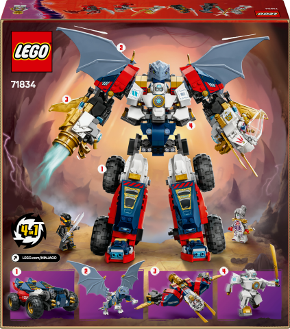 LEGO® NINJAGO® Zane’in Ultra Kombo Mech’i 4’ü 1 Arada Oyuncak Yapım Seti 71834