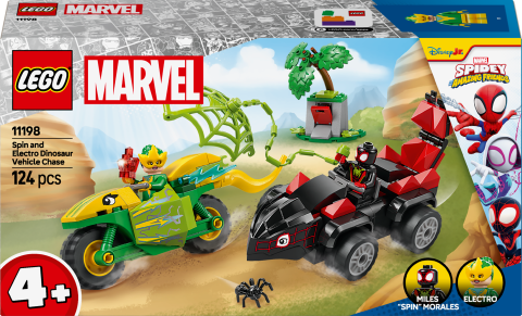 LEGO® Marvel Spidey ve İnanılmaz Arkadaşları Spin ve Electro Dinozor Aracı Takibi 11198