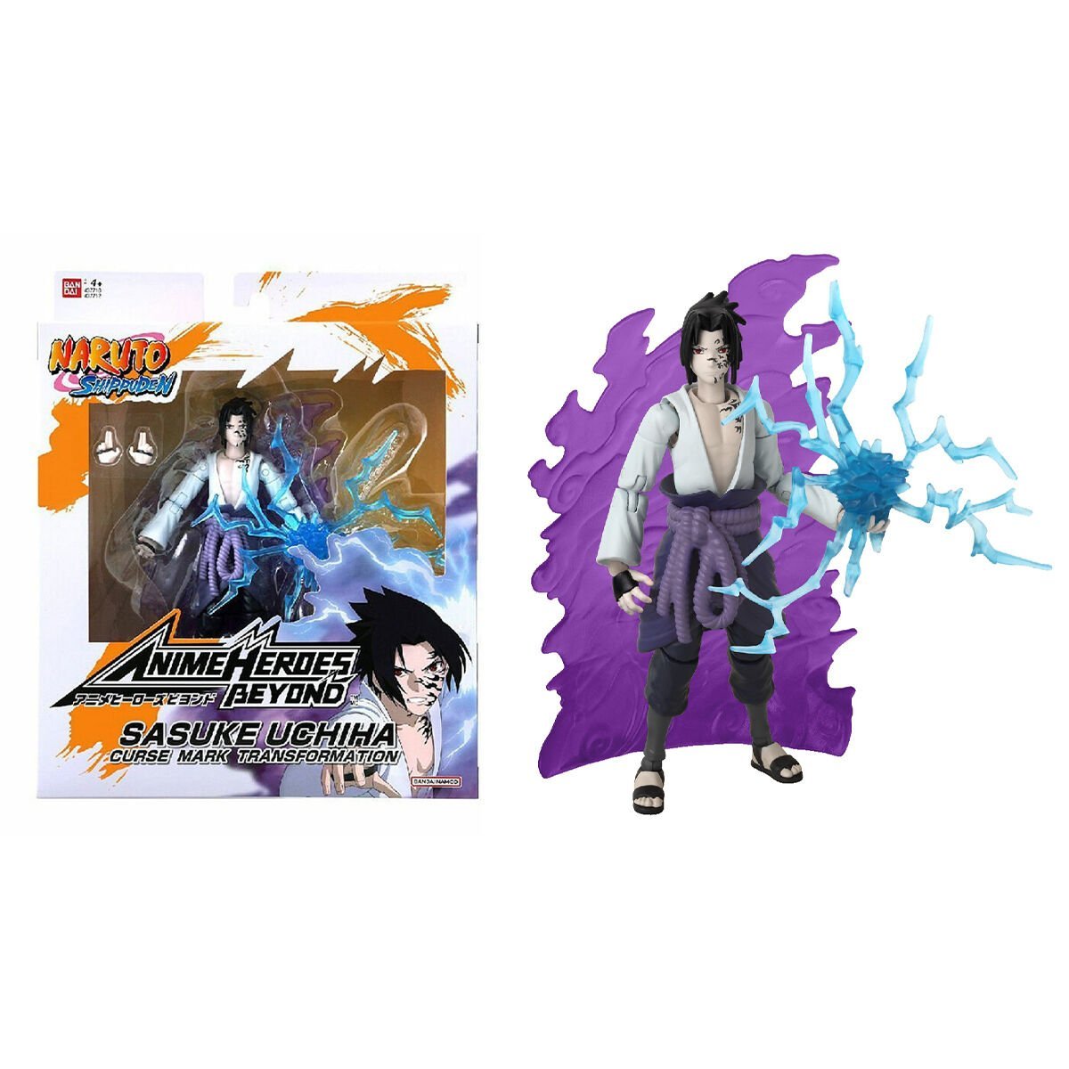 Bandai 16 cm Anime Heroes Naruto Sasuke Uchiha Figür ve Aksesuar Seti