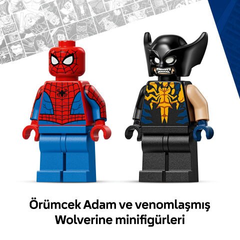 LEGO® ǀ Marvel Örümcek Adam Arabası vs. Venom Wolverine 76336