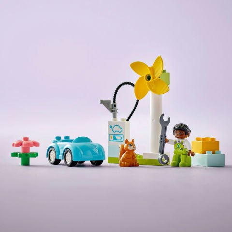 LEGO® DUPLO® Kasabası Rüzgar Türbini ve Elektrikli Araba 10985 Oyuncak Yapım Seti (16 Parça)