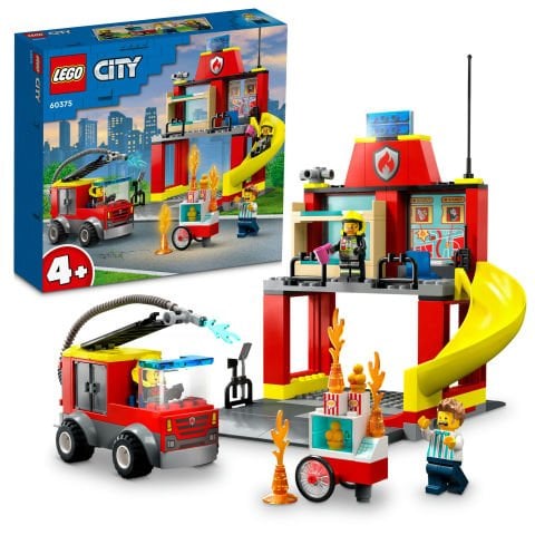 LEGO® City İtfaiye Merkezi ve İtfaiye Kamyonu 60375 Oyuncak Yapım Seti (153 Parça)