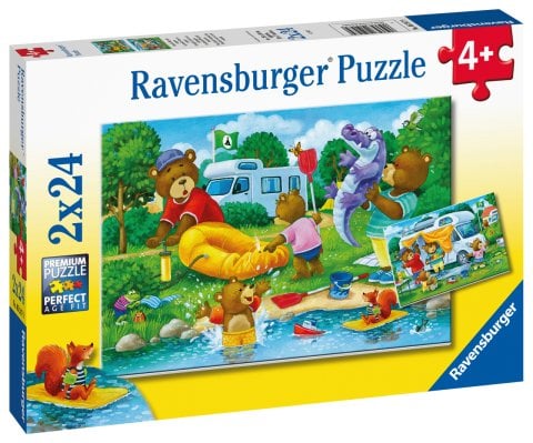 Ravensburger 2x24 Parçalı Puzzle Ayı Ailesi Kampta