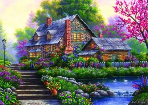 Ravensburger 1000 Parçalı Puzzle Romantic Cottage-151844