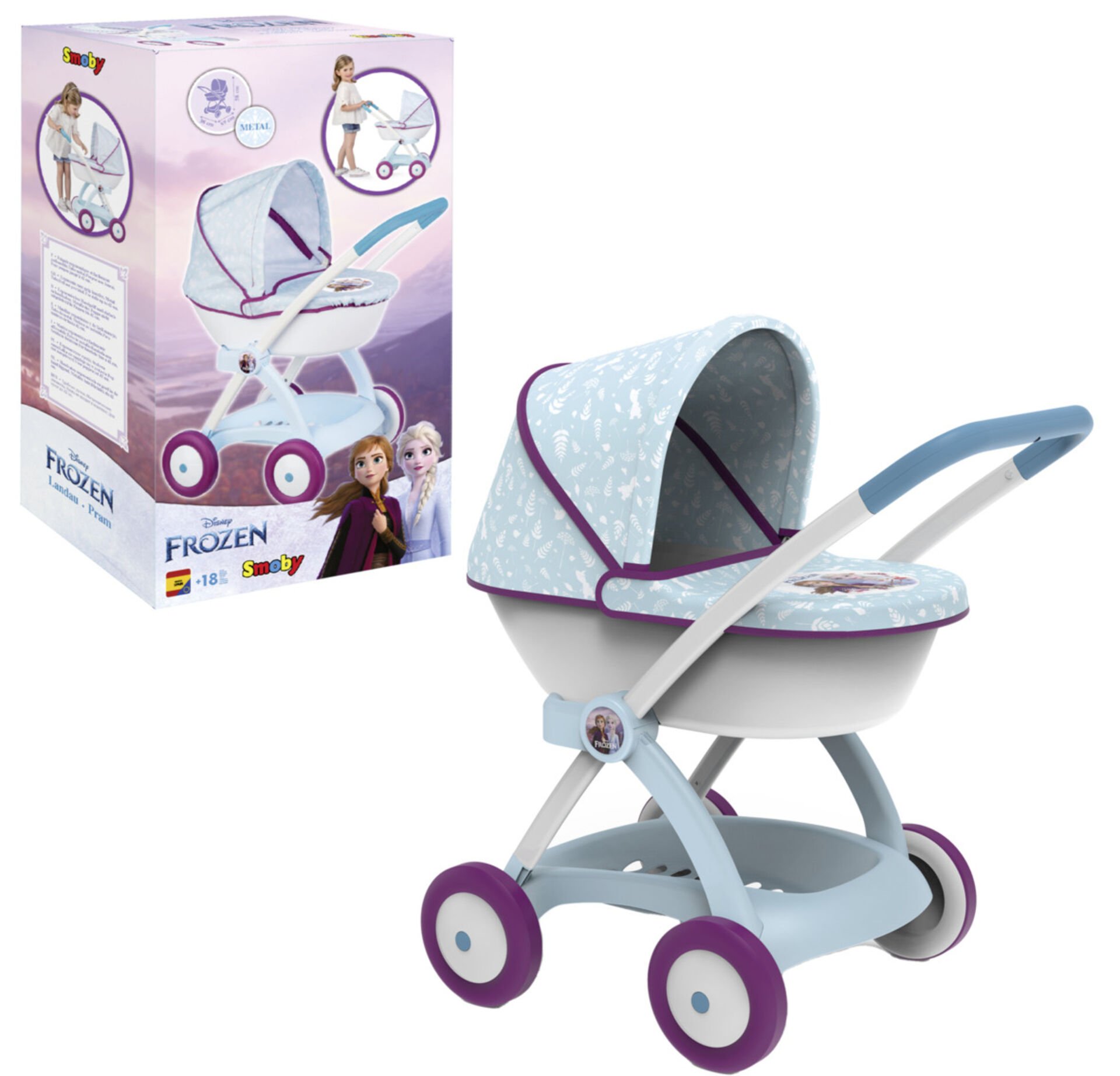 Smoby Frozen Katlanır Kapüşonlu Oyuncak Bebek Arabası