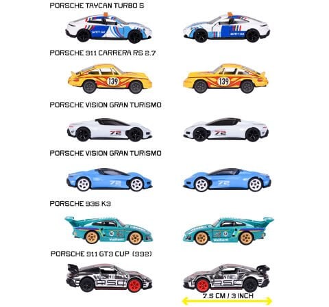 Majorette Porsche Motorsport Deluxe Araçlar, Die-Cast ( Metal ), 7.5 cm