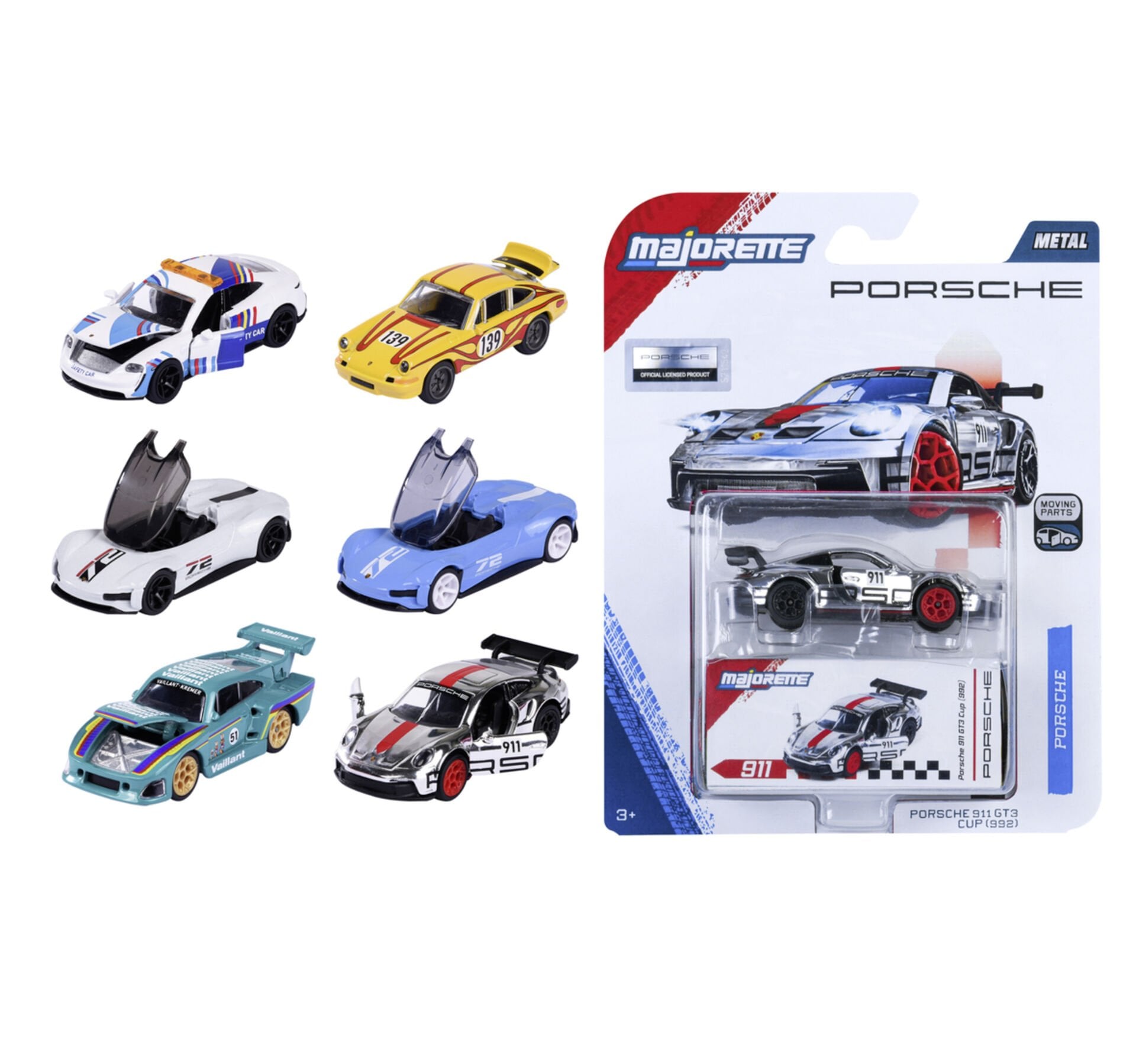 Majorette Porsche Motorsport Deluxe Araçlar, Die-Cast ( Metal ), 7.5 cm