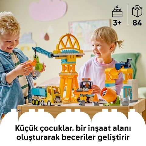 LEGO DUPLO Kasabası 3'ü 1 Arada İnşaat Sahası ve Araçları 10476