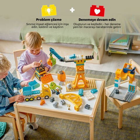 LEGO DUPLO Kasabası 3'ü 1 Arada İnşaat Sahası ve Araçları 10476