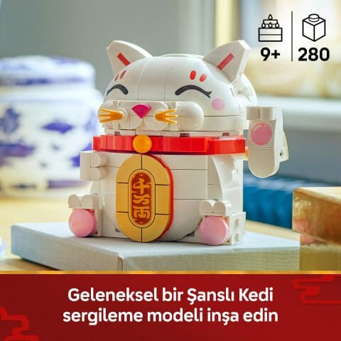 LEGO Şanslı Kedi Uğurlu Dekoratif Model Yapım Seti 40813